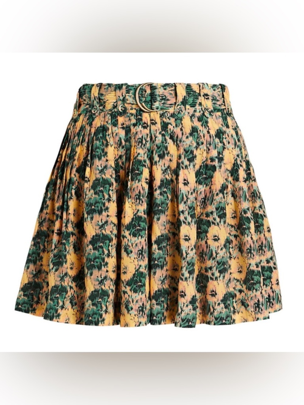 Ulla Johnson Margot Pansy Pleated Floral Silk Shorts Belted High Rise Size 8